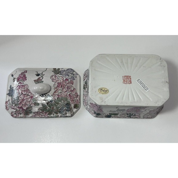 Andrea By Sadek Hand Painted Flowers Porcelain Box With Lid Made In China - Picture 7 of 12